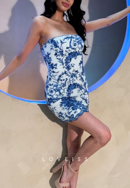 Straight Across Appliques Sheath Party Homecoming Dress
