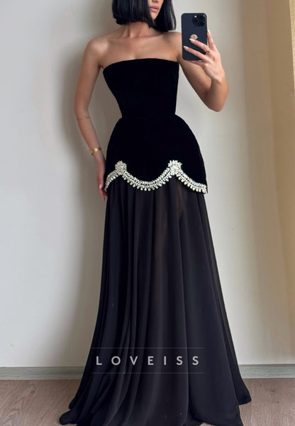 Straight Across Beaded Chiffon Corset A-Line Prom Dress