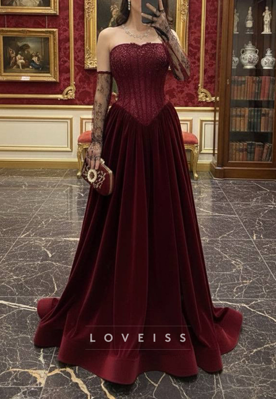 Straight Across Corset Appliques A-Line Prom Dress