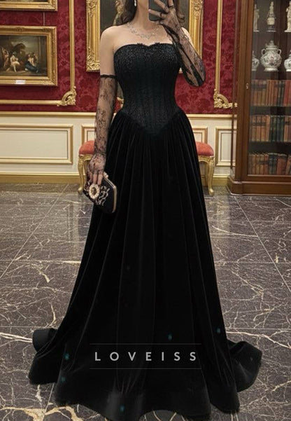 Straight Across Corset Appliques A-Line Prom Dress