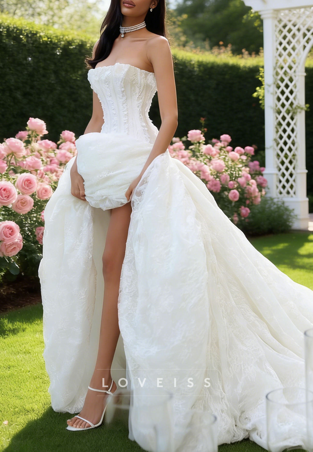 Straight Across Lace Appliques Corset A-Line Wedding Dress