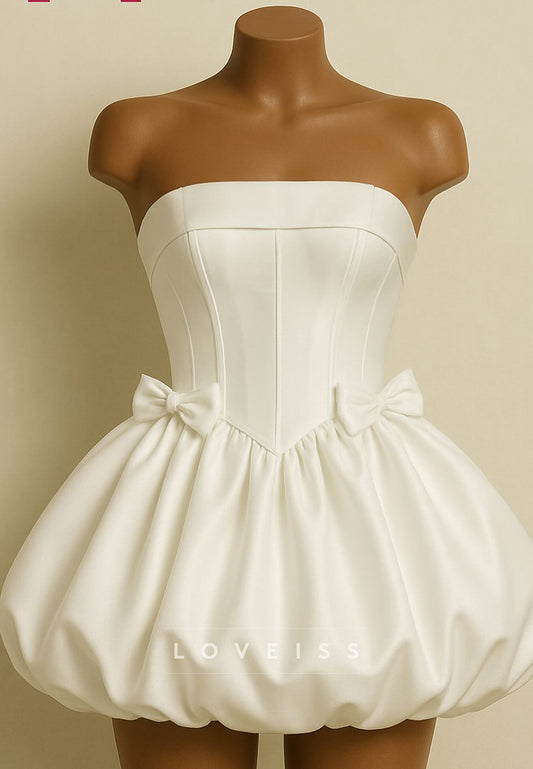 Straight Across Pleated Bowknot A-Line Party Homecoming Dress