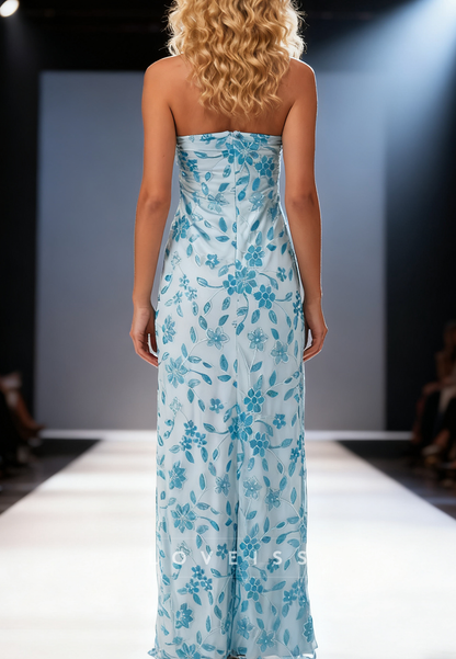 Straight Across Sequins Appliques Sheath Prom Dress