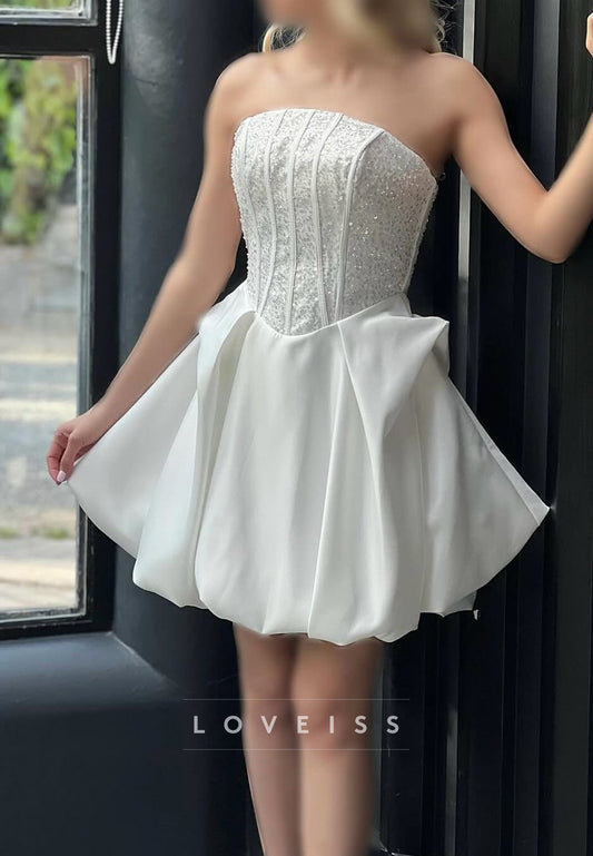 Straight Across Sequins Ruched A-Line Party Homecoming Dress