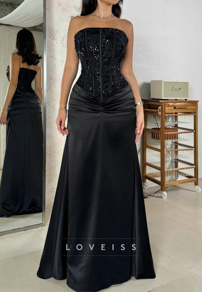 Straight Across Sequins Sheath Evening Dress