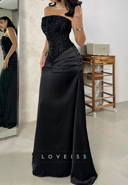 Straight Across Sequins Sheath Evening Dress