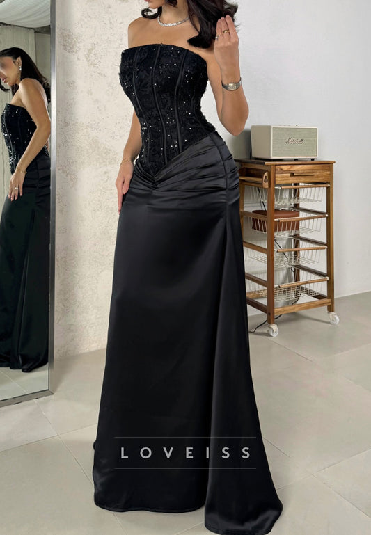 Straight Across Sequins Sheath Evening Dress