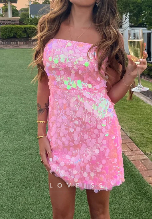 Straight Across Sequins Sheath Party Homecoming Dress