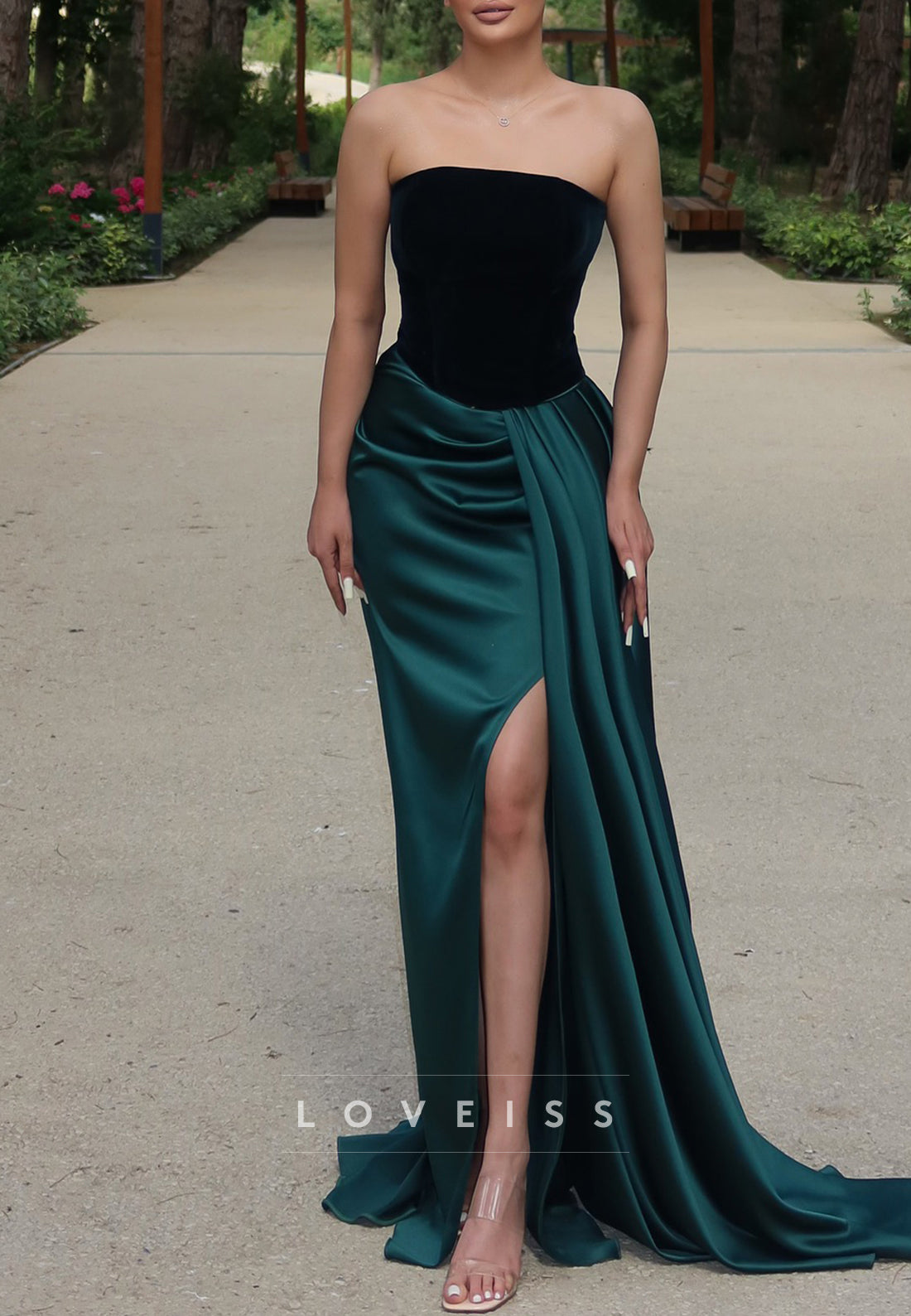 Straight Across Side Slit Mermaid Prom Dress