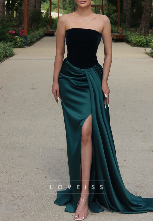 Straight Across Side Slit Mermaid Prom Dress