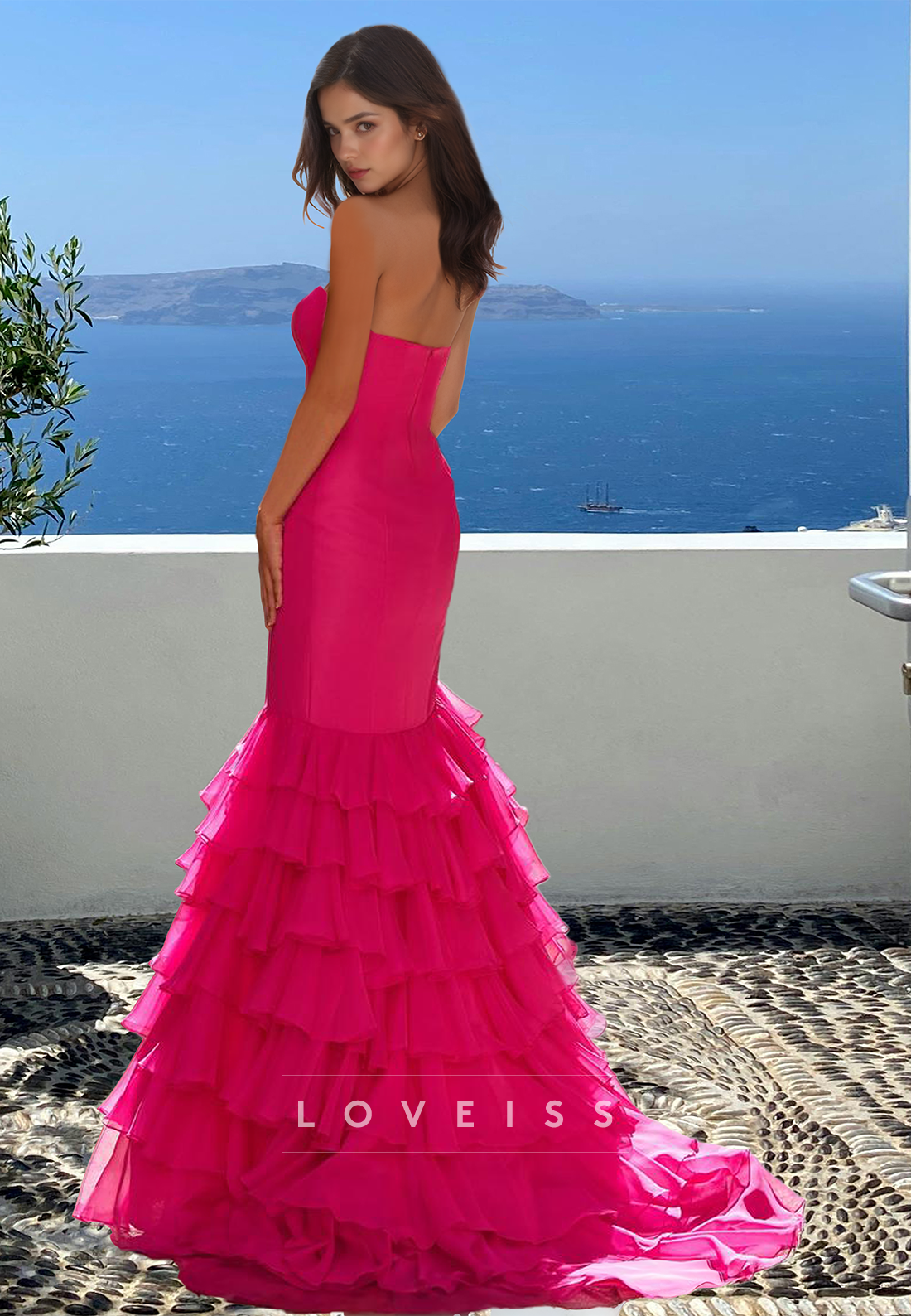 Straight Across Sleeeveless Side Slit Mermaid Prom Dress