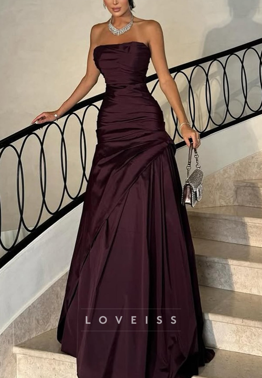 Straight Across Sleeveless A-Line Evening Dress