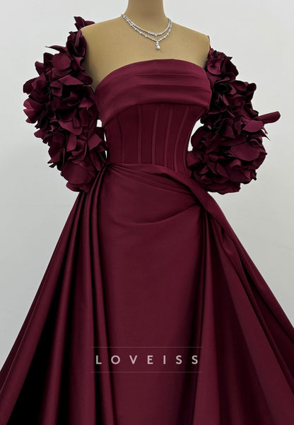 Straight Across Sleeveless A-Line Evening Dress