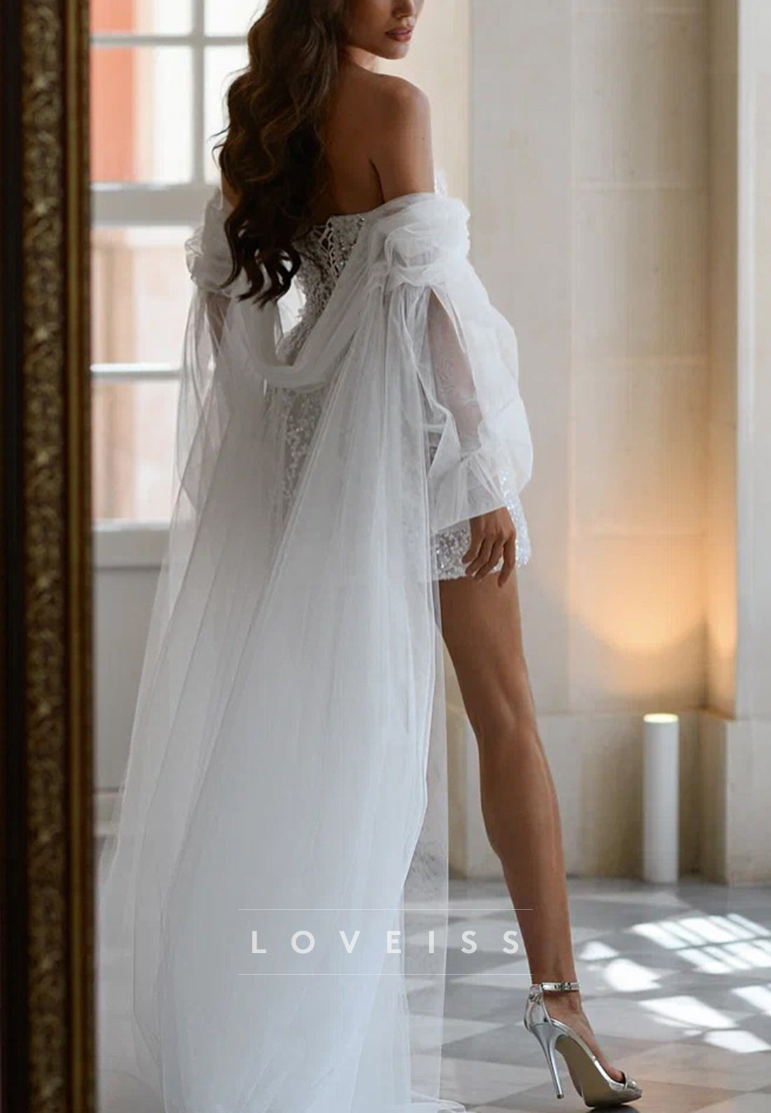 Straight Across Sleeveless Appliques Beaded A-Line Short Wedding Dress