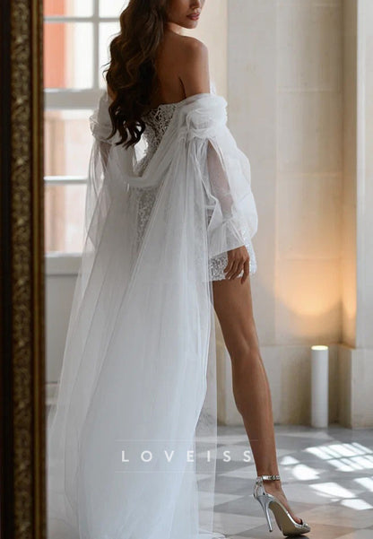 Straight Across Sleeveless Appliques Beaded A-Line Short Wedding Dress