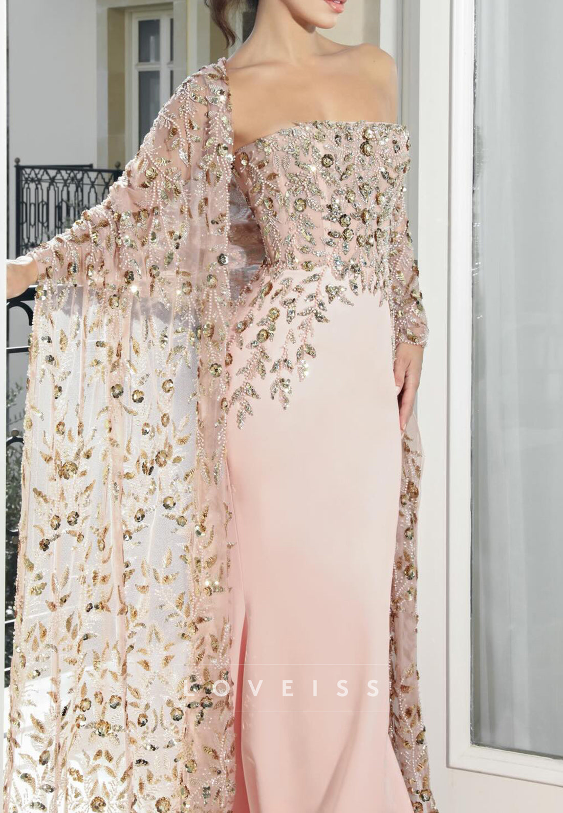 Straight Across Sleeveless Appliques Mermaid Evening Dress