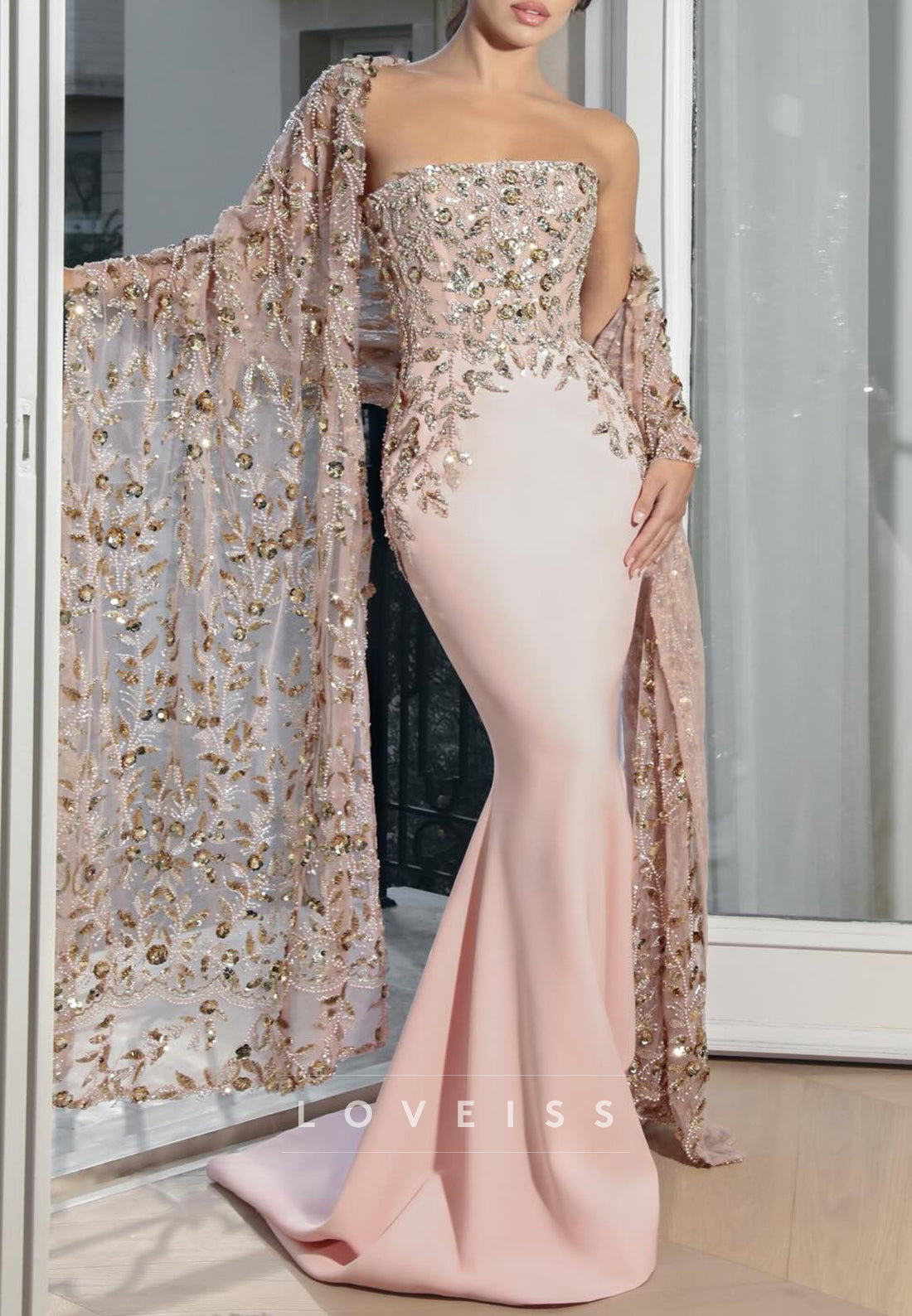 Straight Across Sleeveless Appliques Mermaid Evening Dress