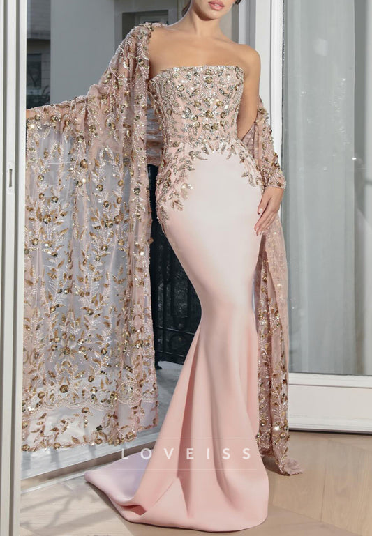 Straight Across Sleeveless Appliques Mermaid Evening Dress