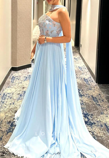 Straight Across Sleeveless Beaded A-Line Evening Dress
