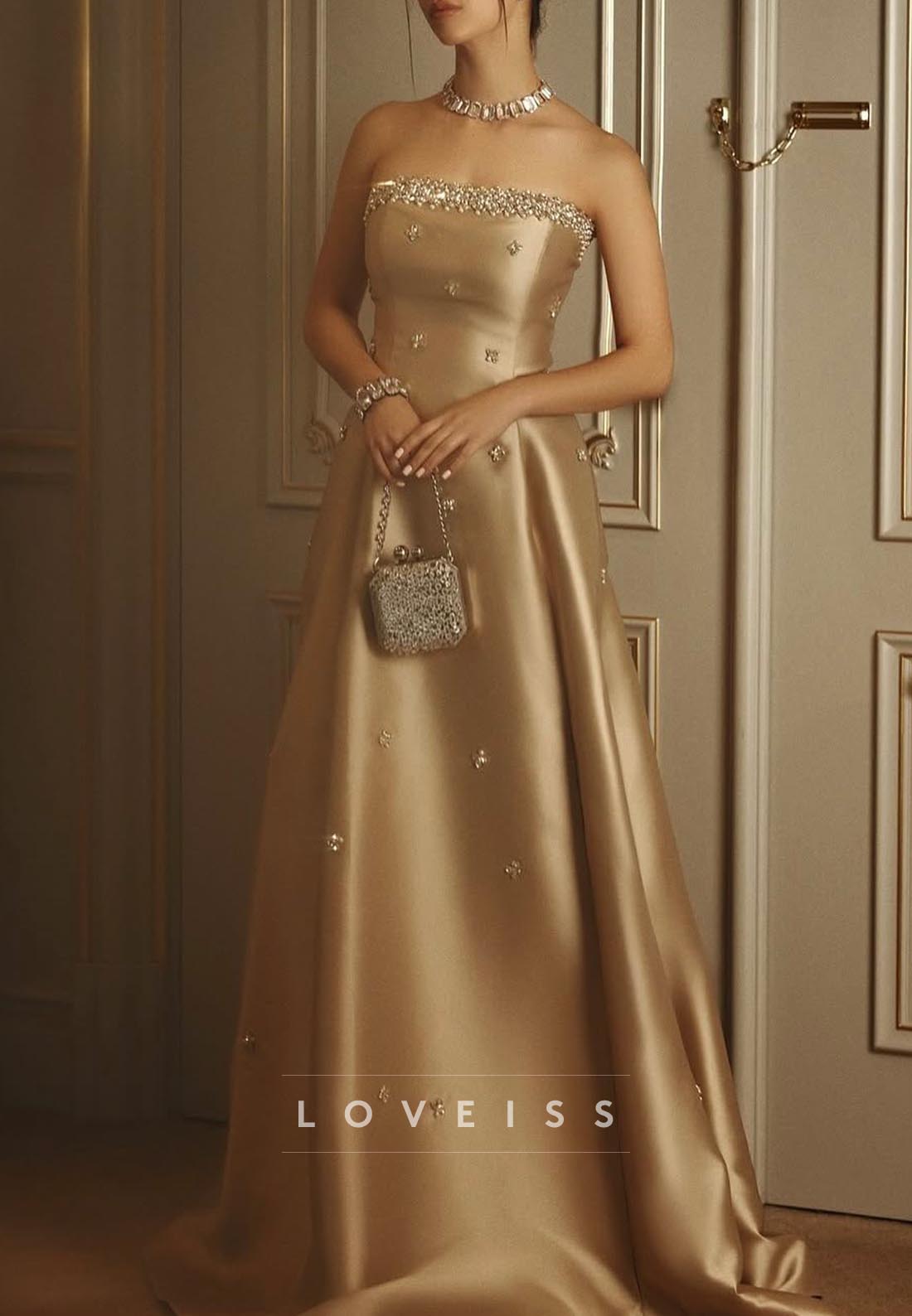 Straight Across Sleeveless Beaded A-Line Evening Dress