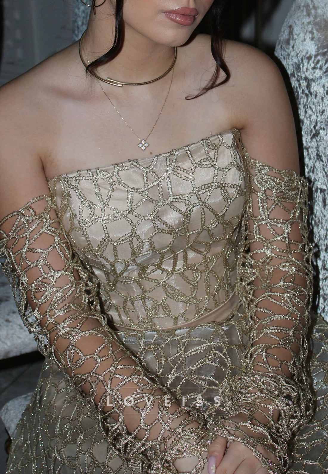 Straight Across Sleeveless Beaded Embroidery A-Line Evening Dress
