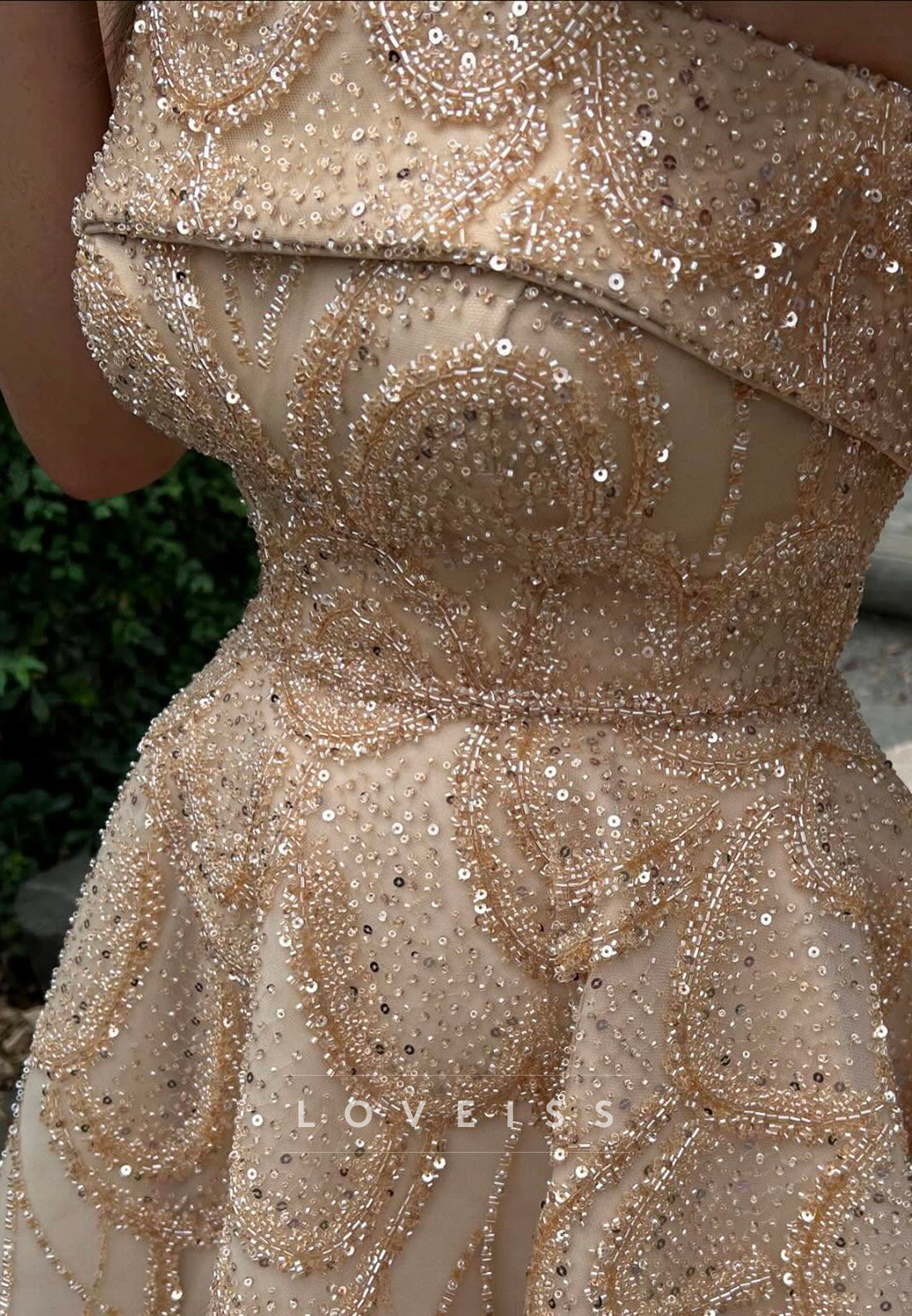 Straight Across Sleeveless Beaded Embroidery Sparkly A-Line Prom Dress