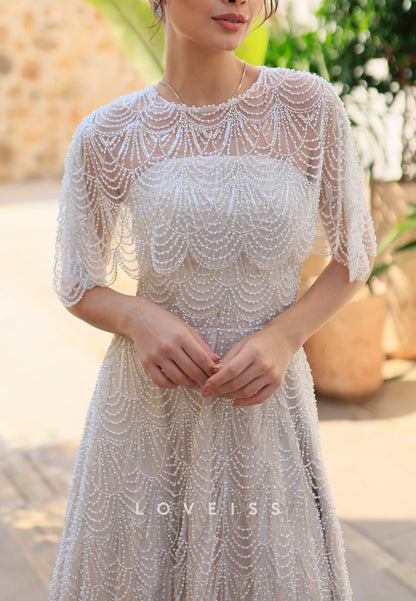 Straight Across Sleeveless Beaded Embroidery Sparkly A-Line Prom Dress