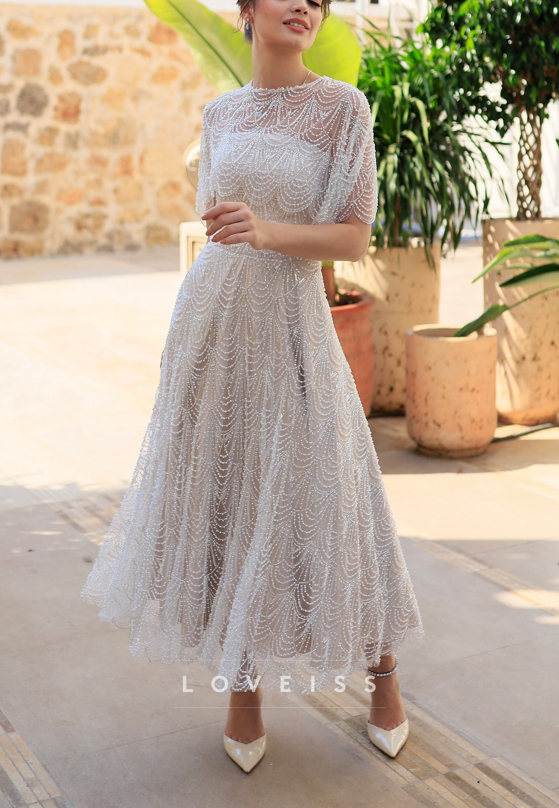 Straight Across Sleeveless Beaded Embroidery Sparkly A-Line Prom Dress