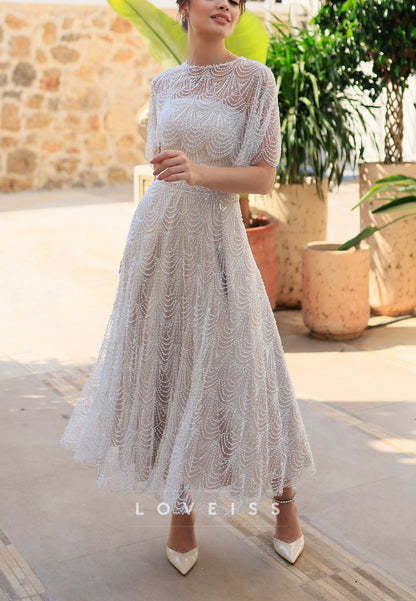 Straight Across Sleeveless Beaded Embroidery Sparkly A-Line Prom Dress