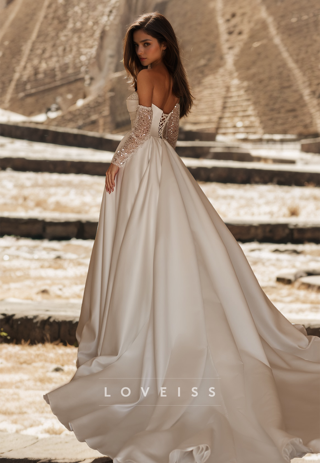 Straight Across Sleeveless Beaded Pleated Satin A-Line Wedding Dress