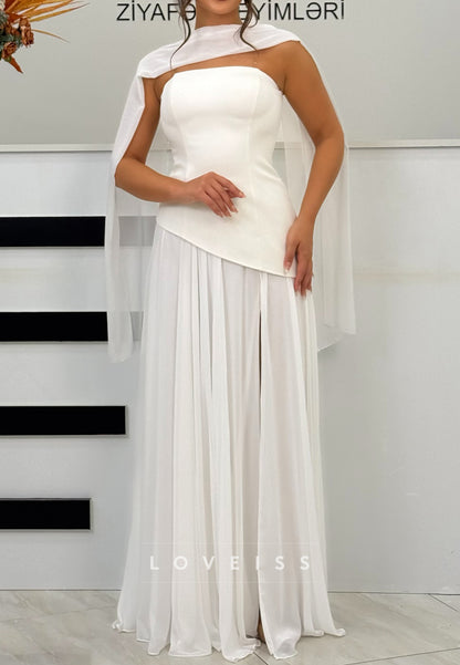 Straight Across Sleeveless Chiffon A-Line Formal Dress
