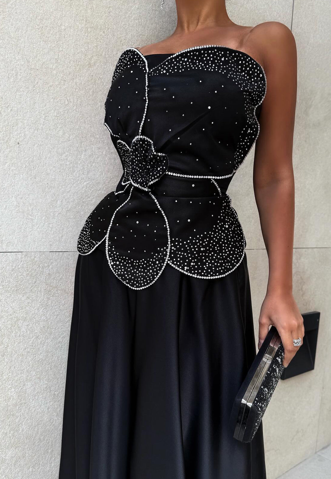 Straight Across Sleeveless Floral Beading Pleated A-Line Evening Dress