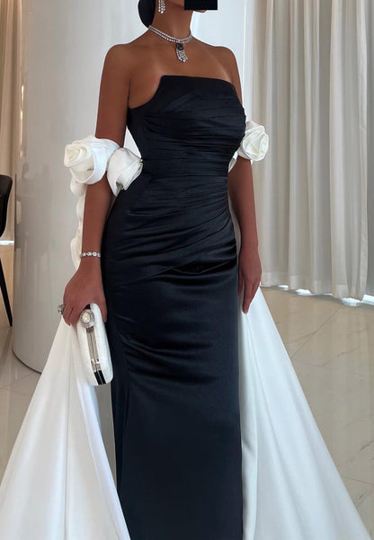 Straight Across Sleeveless Floral Sleek Mermaid Evening Dress