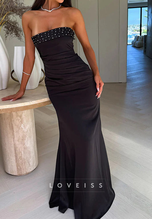 Straight Across Sleeveless Mermaid Maxi Prom  Dress