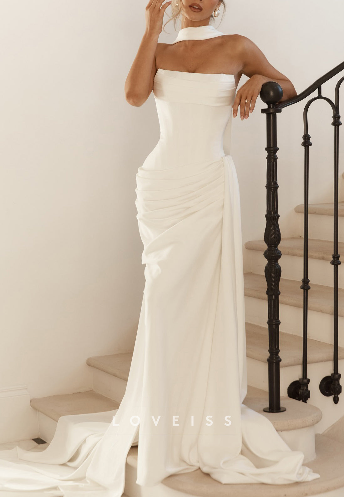 Straight Across Sleeveless Mermaid Wedding Dress