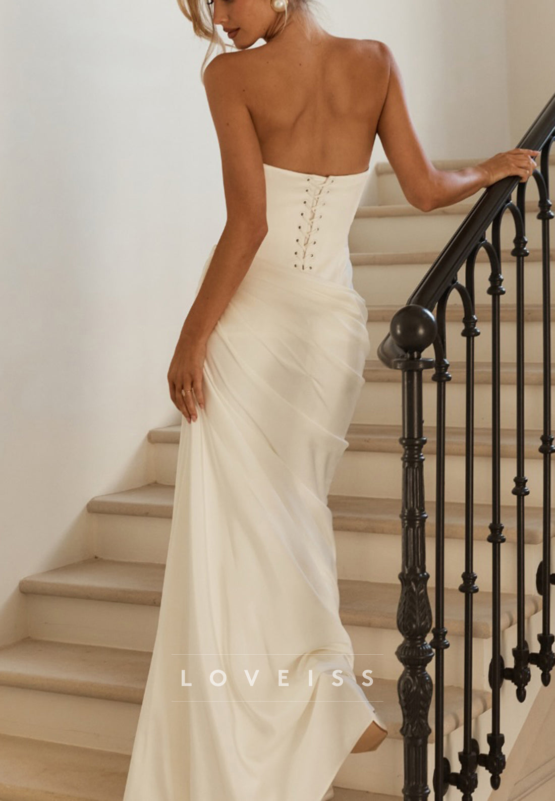 Straight Across Sleeveless Mermaid Wedding Dress