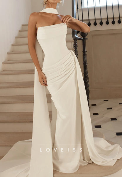 Straight Across Sleeveless Mermaid Wedding Dress