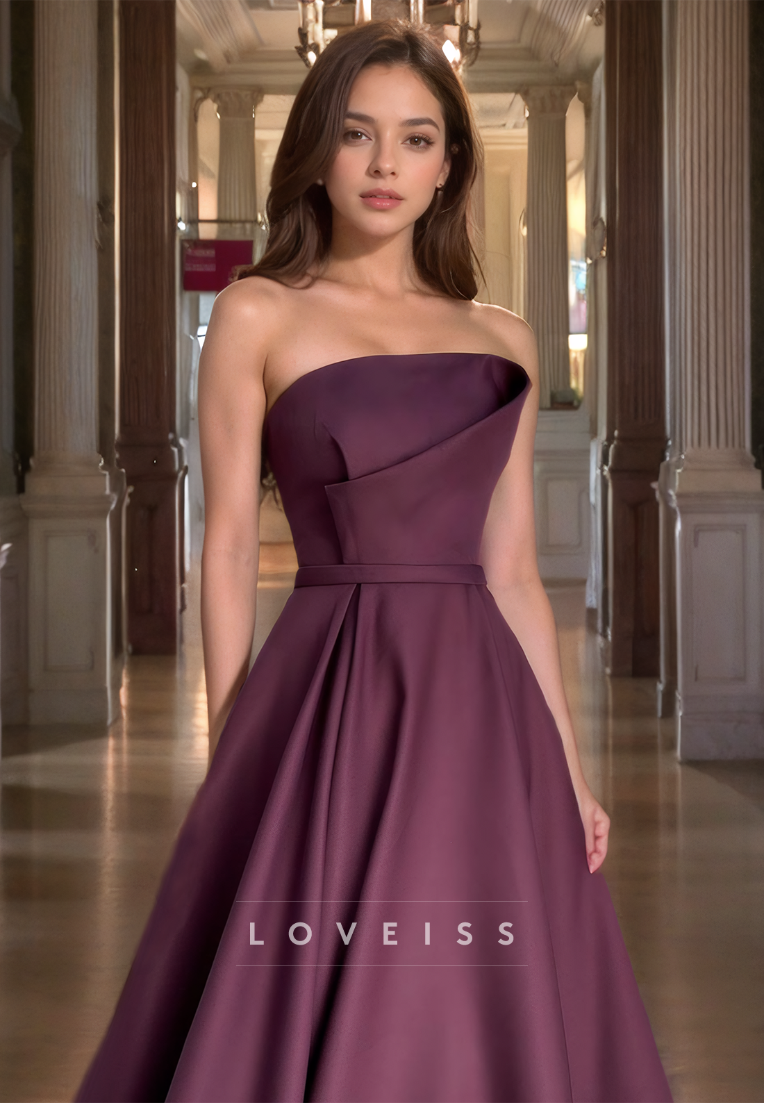 Straight Across Sleeveless Pleated A-Line Formal Dress