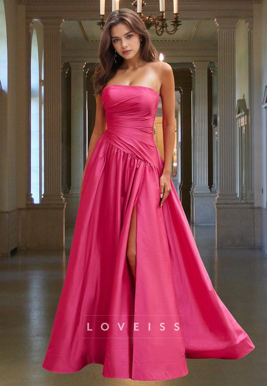 Straight Across Sleeveless Pleated A-Line Prom Dress