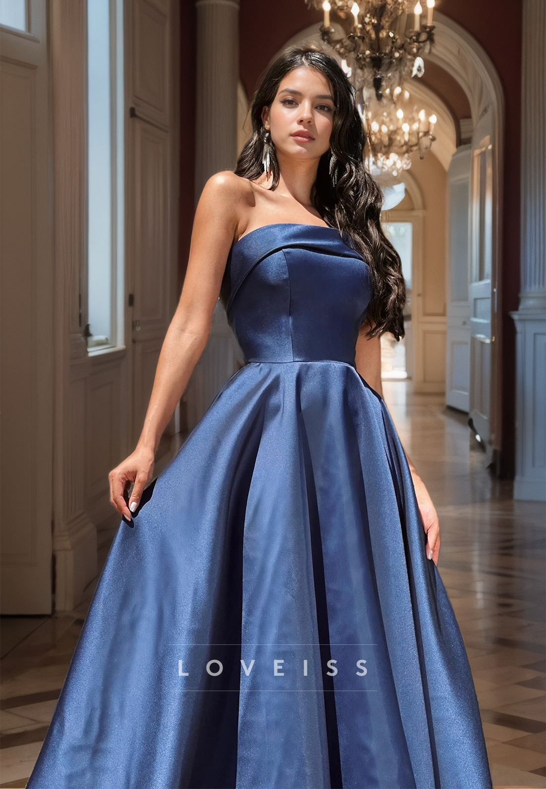 Straight Across Sleeveless Pleated A-Line Prom Dress