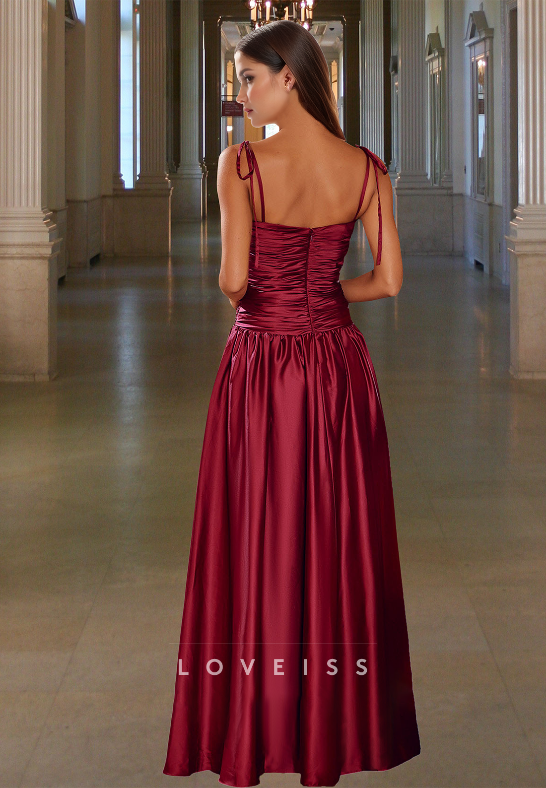 Straight Across Sleeveless Pleated A-Line Prom Dress