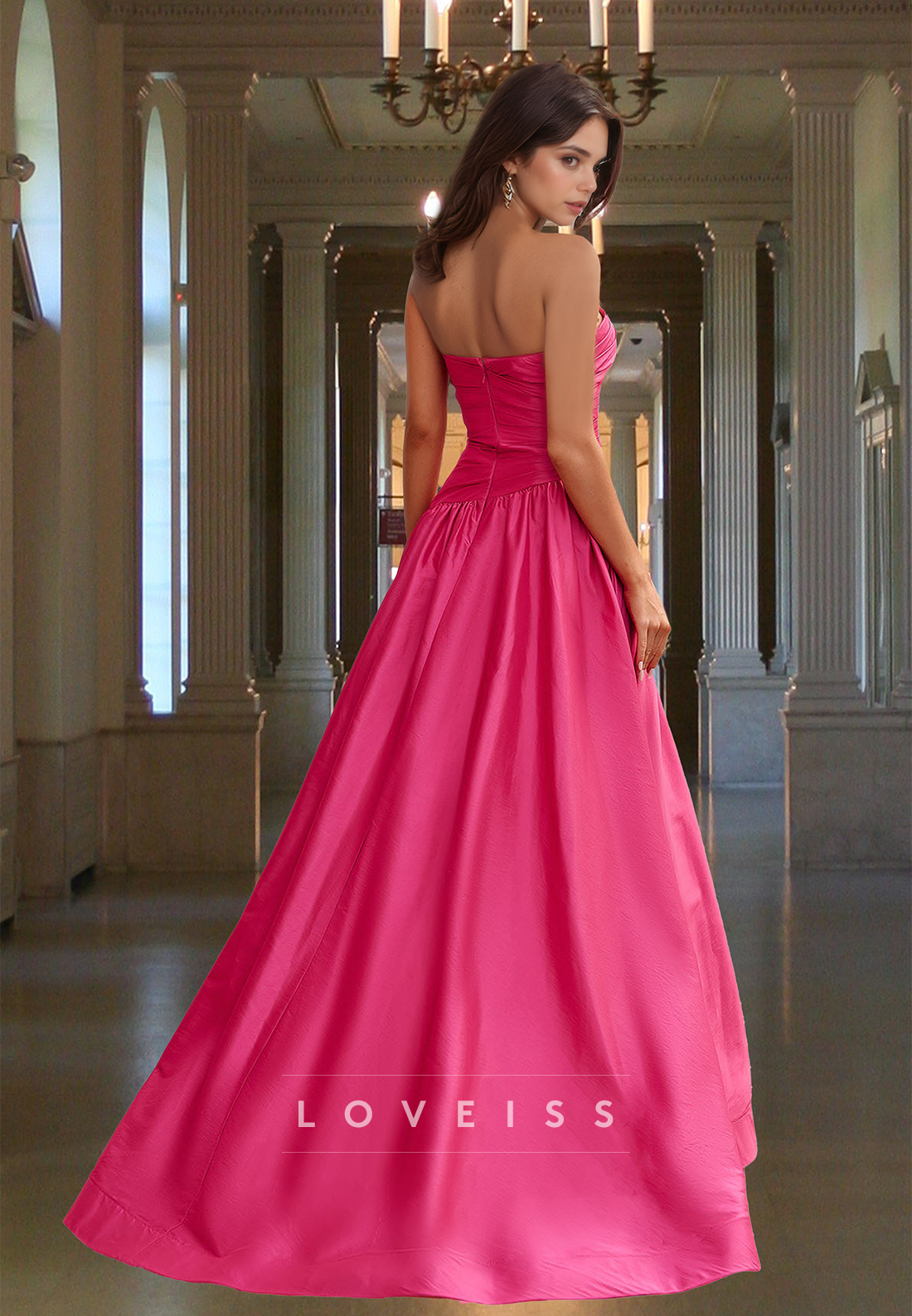 Straight Across Sleeveless Pleated A-Line Prom Dress