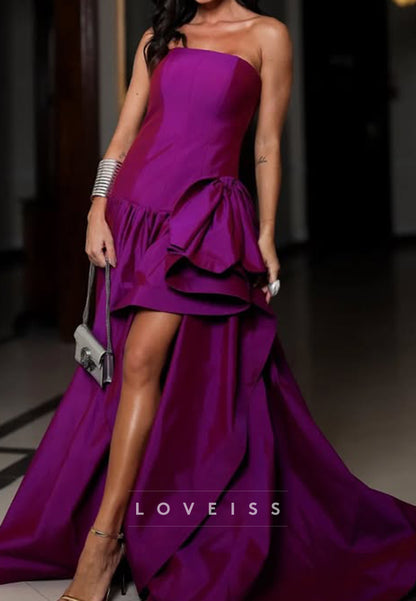 Straight Across Sleeveless Pleated A-Line Prom Dress