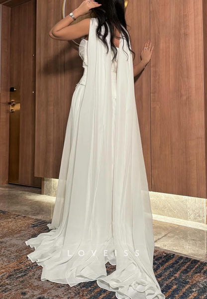Straight Across Sleeveless Pleated Beading A-Line Evening Dress