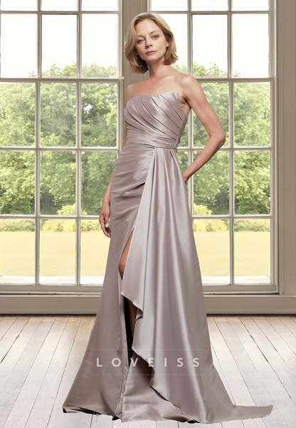 Straight Across Sleeveless Pleated Sheath Mother of Bride Dress