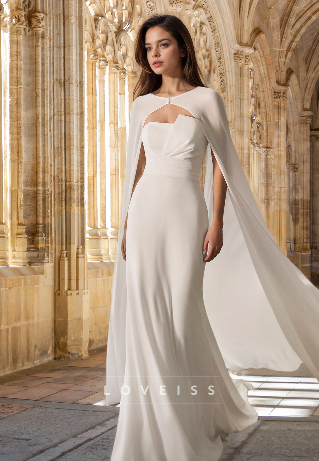 Straight Across Sleeveless Pleated Sleek Mermaid Wedding Dress