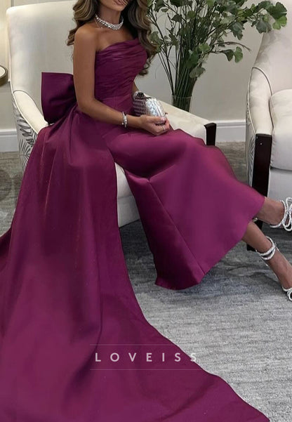 Straight Across Sleeveless Sleek Satin Mermaid Formal Dress