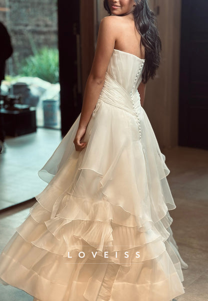 Straight Across Sleeveless Tiered A-Line Evening Dress