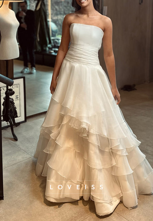 Straight Across Sleeveless Tiered A-Line Evening Dress