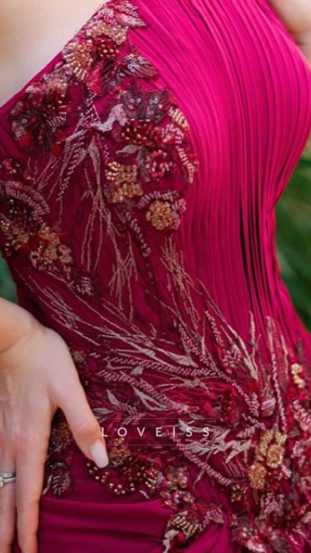 Strapless Appliques Pleated Mermaid Prom Dress